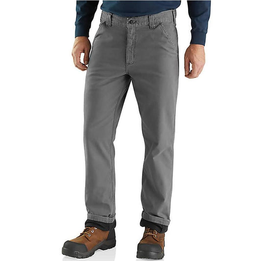 Mens RUGGED FLEX RELAXED FIT CANVAS FLANNELLINED UTILITY WORK PANT