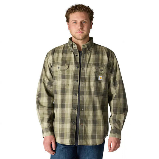 MENS LF MW CHAMBRAY LS PLAID SHIRT
