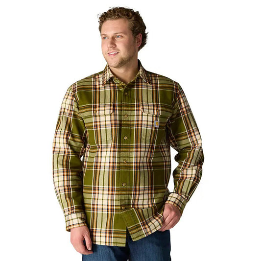 MENS LOOSE FIT HW FLANNEL LS PLAID SHIRT