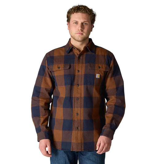 MENS LOOSE FIT HW FLANNEL LS PLAID SHIRT