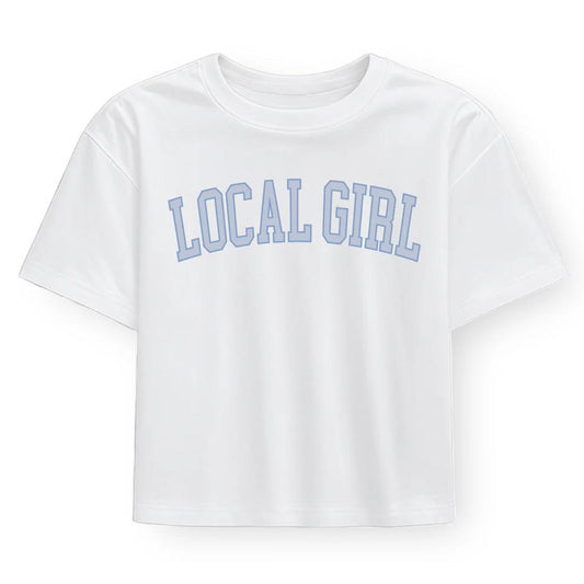 WOMENS LG GRAPHIC CROPPED TEE ARCH PERIWINKLE