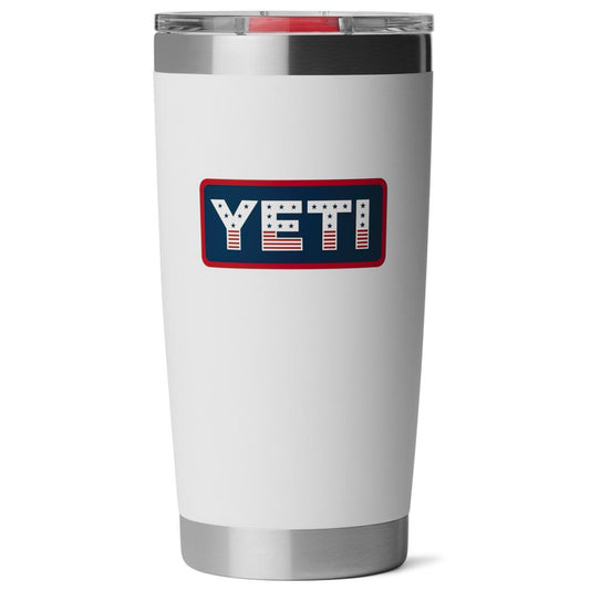 RAMBLER 20OZ TUMBLER MS WHITE/BADGE