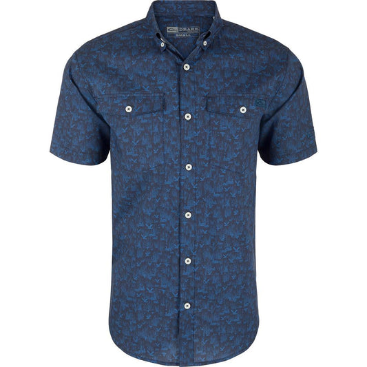 Cotton Marsh Print Short Sleeve Shirt