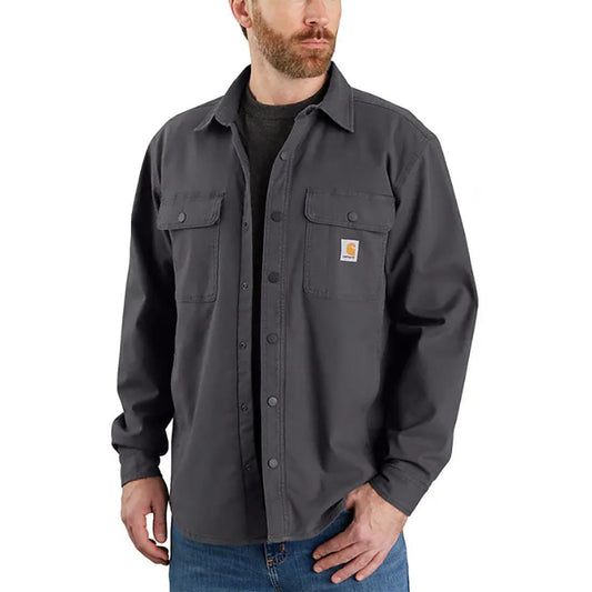 RUGGED FLEX RELAXED FIT CANVAS FLEECELINED SHIRT JAC
