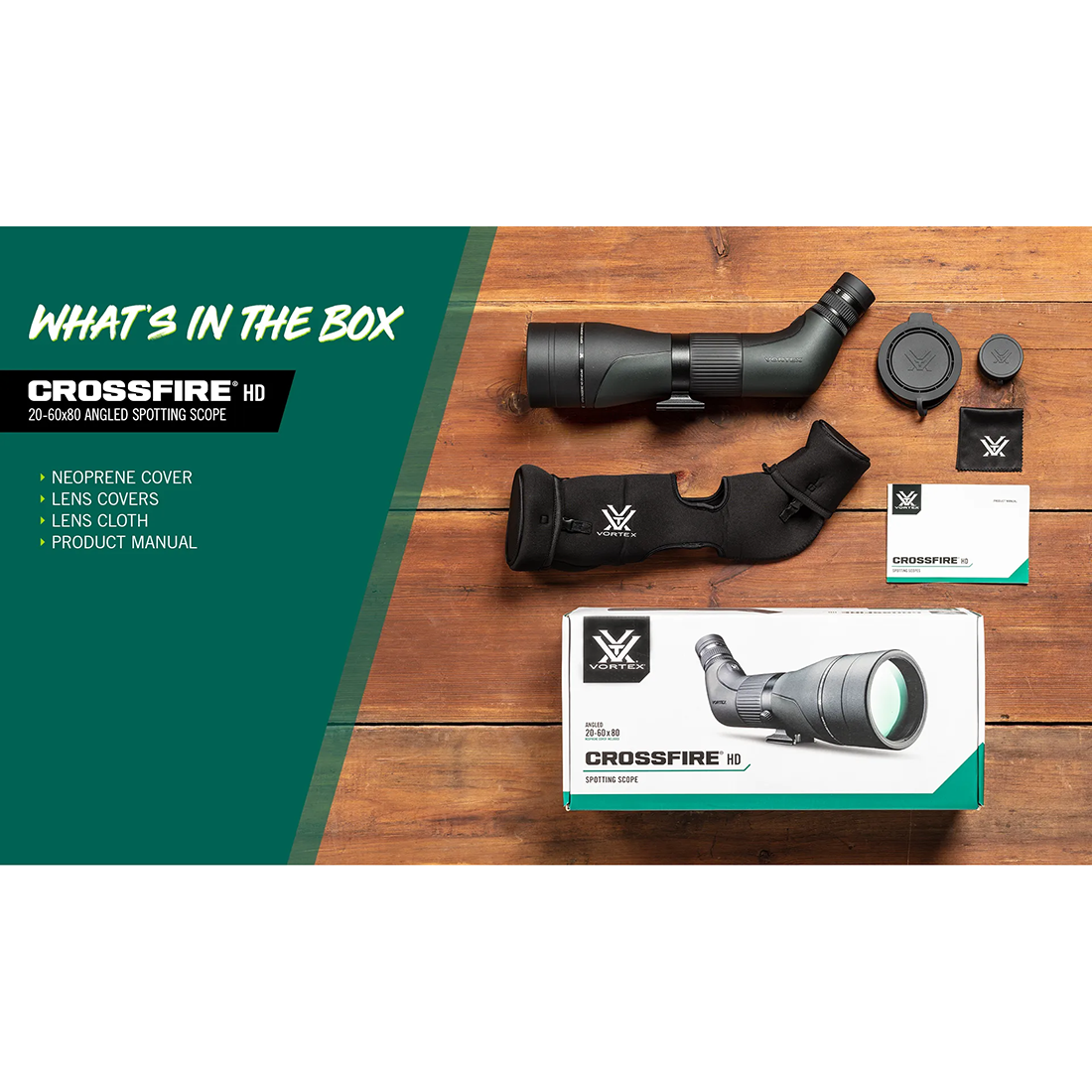 CROSSFIRE HD 20-60X80 SPOTTING SCOPE ANGLED