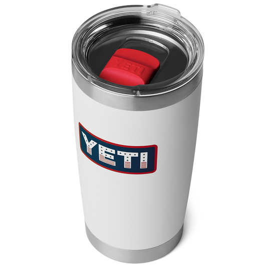 RAMBLER 20OZ TUMBLER MS WHITE/BADGE
