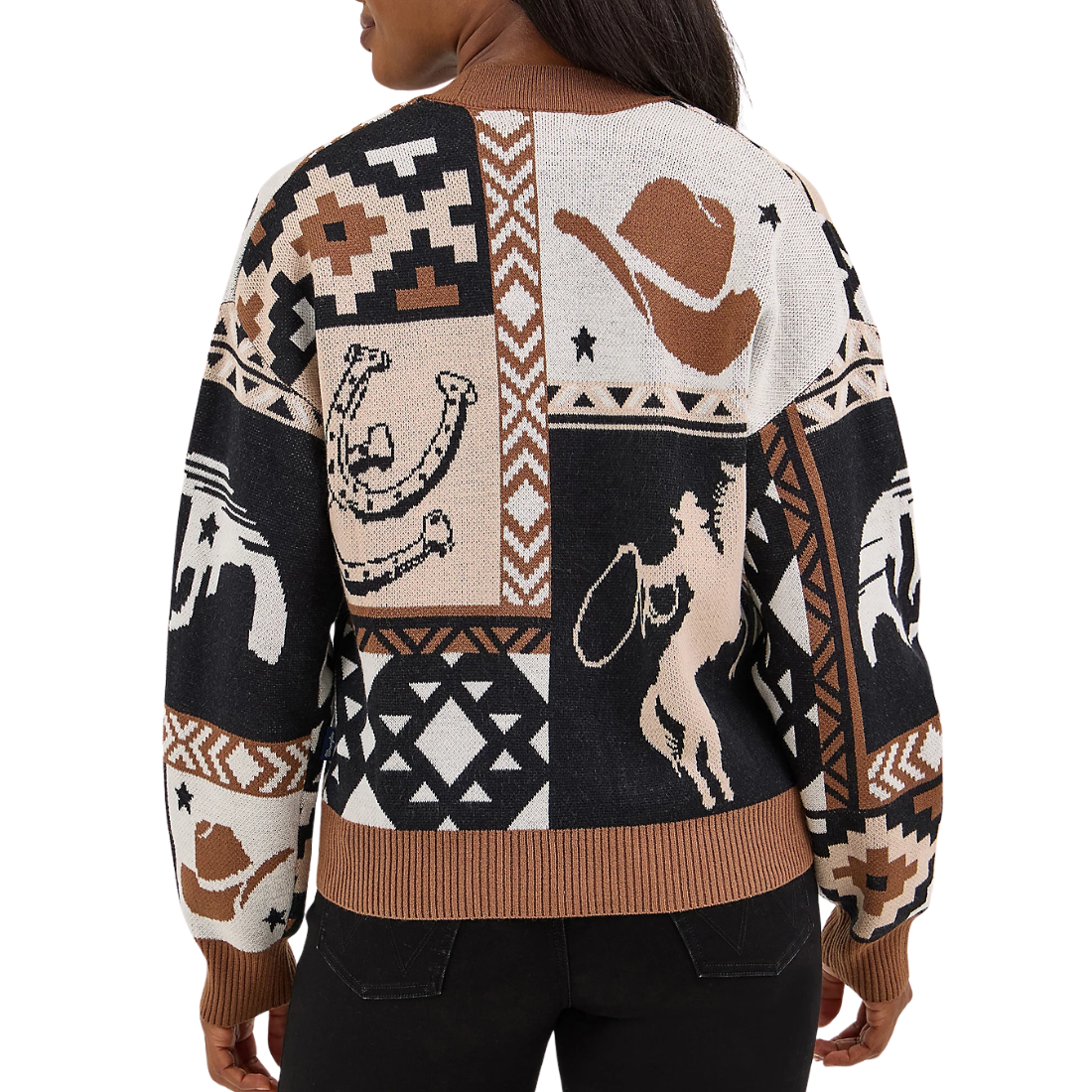 Womens Western Retro Punchy Cardigan Sweater