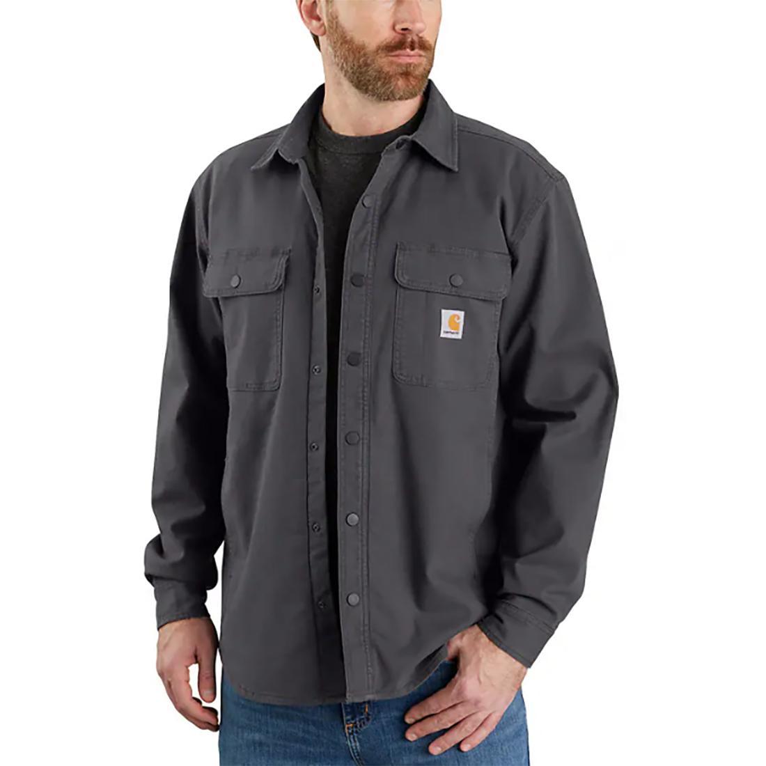 RUGGED FLEX RELAXED FIT CANVAS FLEECELINED SHIRT JAC