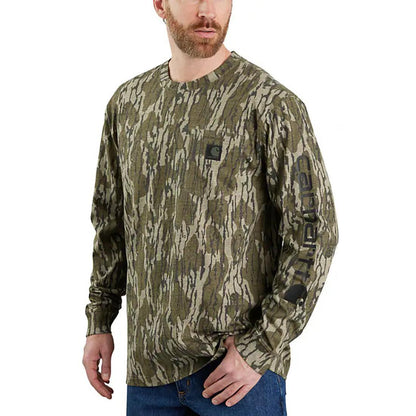 MENS LOOSE FIT HW L/S CAMO LOGO SHIRT
