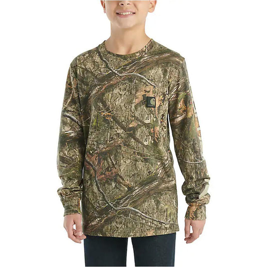 YOUTH L/S CAMO POCKET TEE