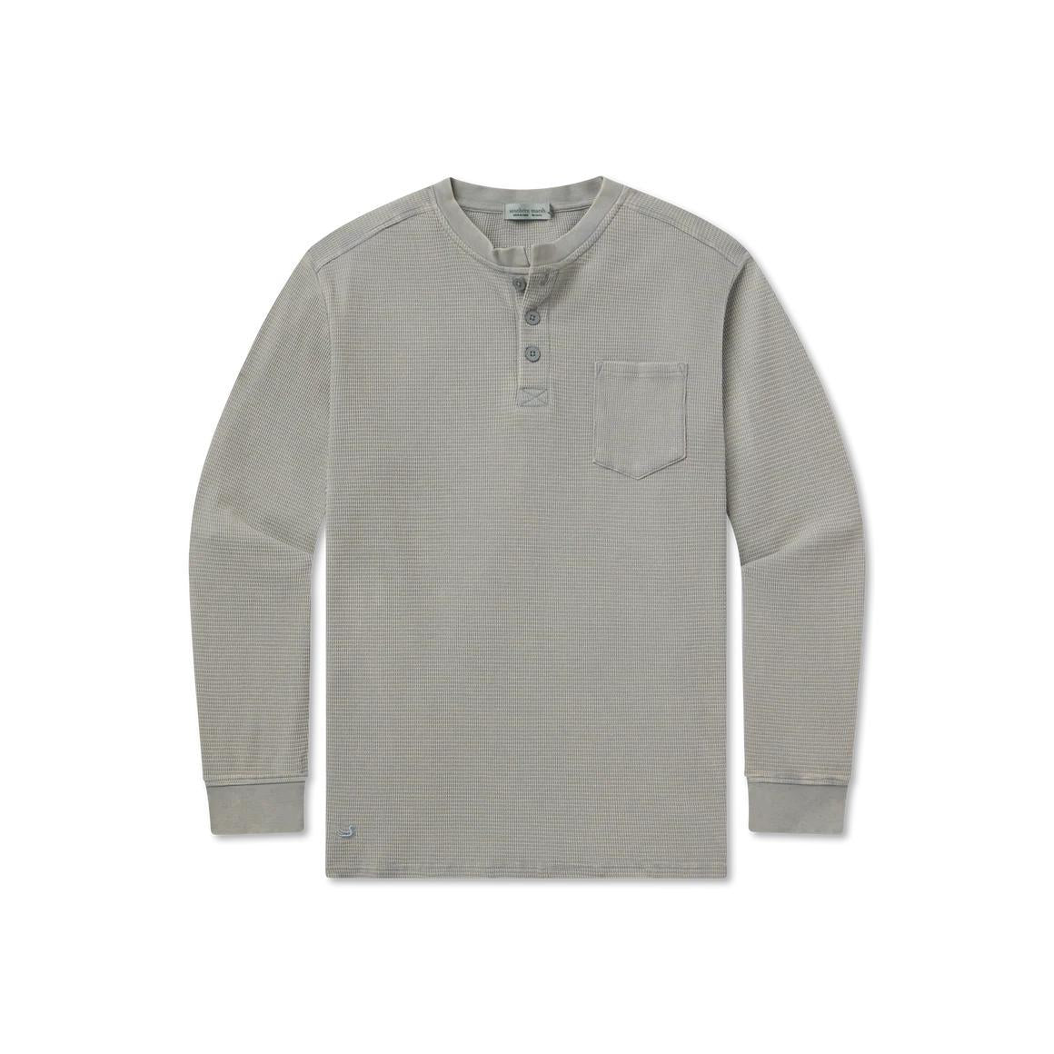 Mens Seawash Vintage Waffle Henley Tee Long Sleeve