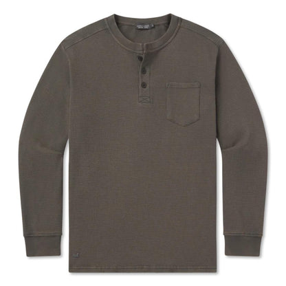 Mens Seawash Vintage Waffle Henley Tee Long Sleeve