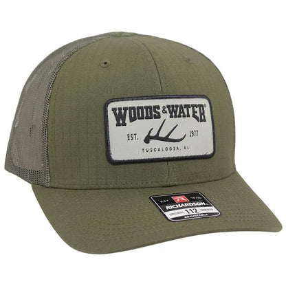 WW RH112 DEER SHED TRUCKER RECTANGLE WOVEN PATCH