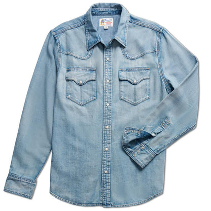 MENS DENIM PEARL SNAP L/S