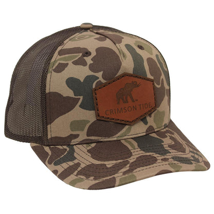 ETCHED ELEHANT PATCH TRUCKER HAT LTHR 112FPR