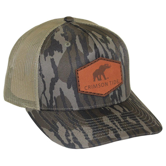 ETCHED ELEHANT PATCH TRUCKER HAT LTHR 112FPR