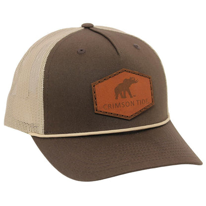 ETCHED ELEHANT PATCH TRUCKER HAT LTHR 112FPR
