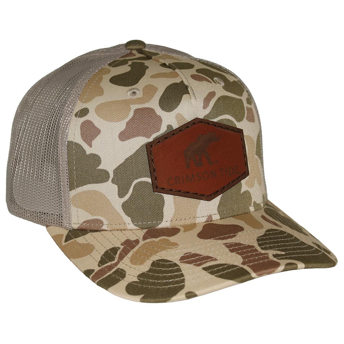 ETCHED ELEHANT PATCH TRUCKER HAT LTHR 112FPR
