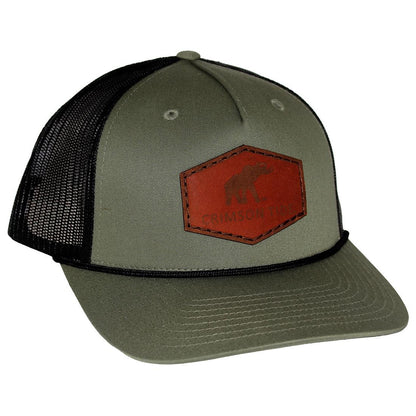 ETCHED ELEHANT PATCH TRUCKER HAT LTHR 112FPR