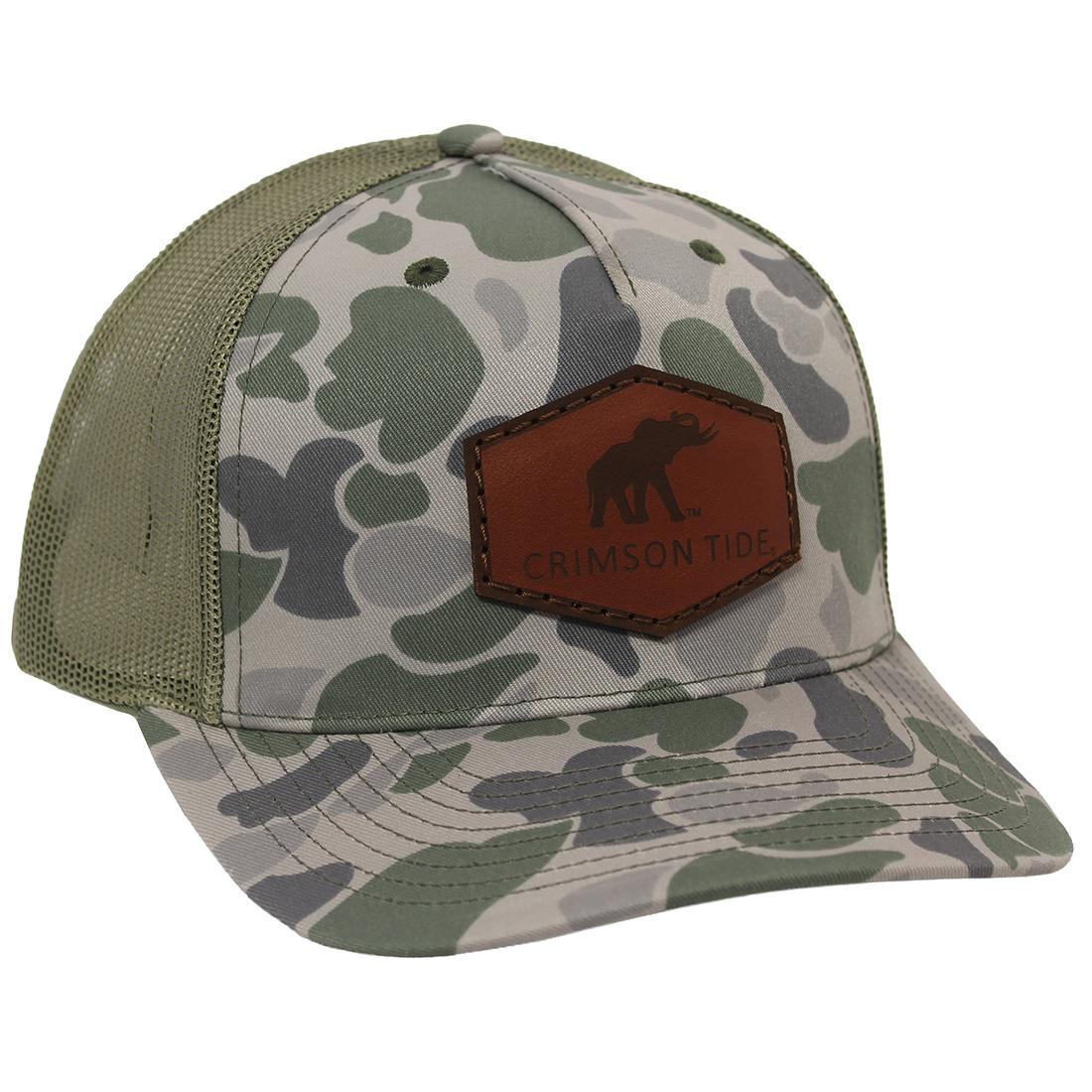 ETCHED ELEHANT PATCH TRUCKER HAT LTHR 112FPR