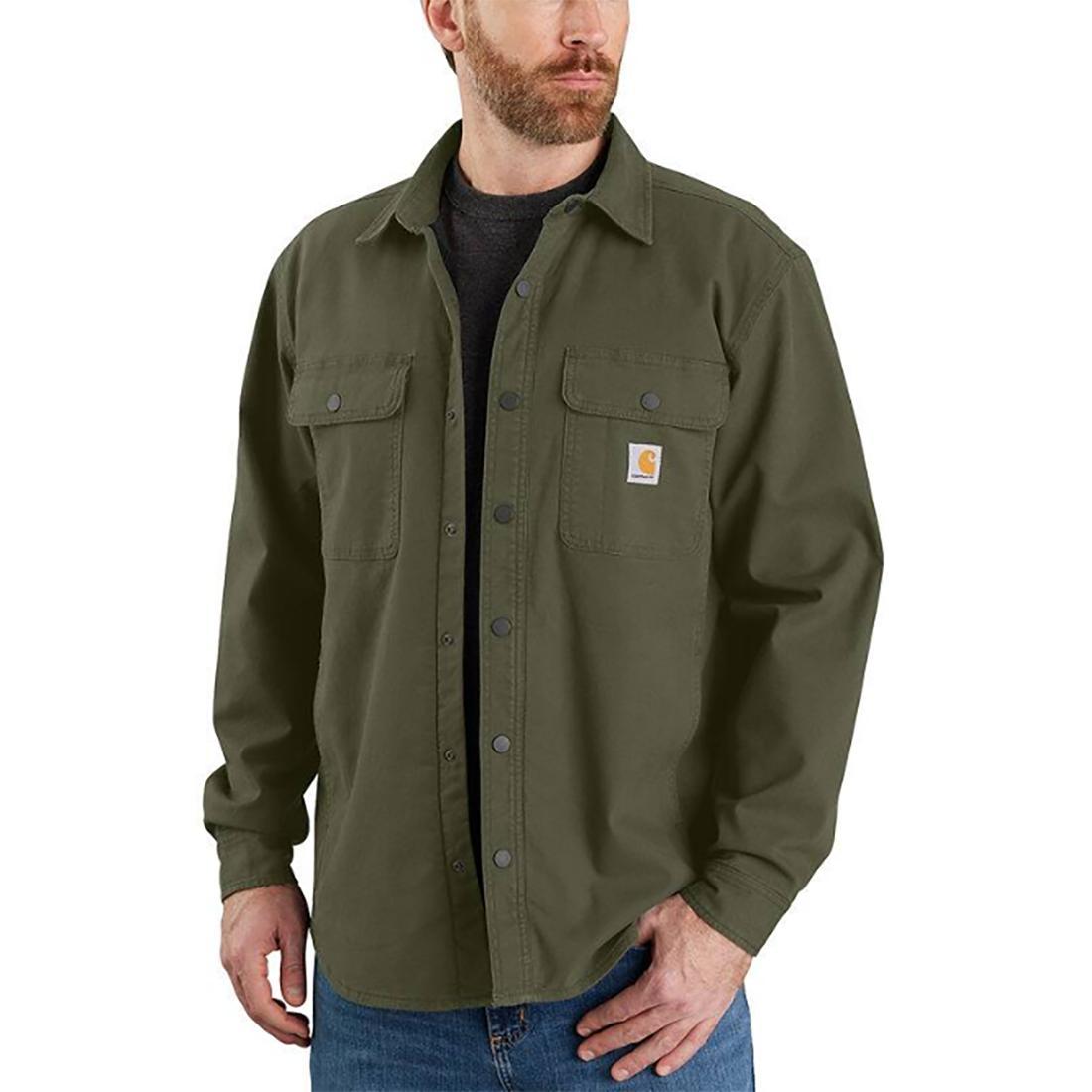 RUGGED FLEX RELAXED FIT CANVAS FLEECELINED SHIRT JAC