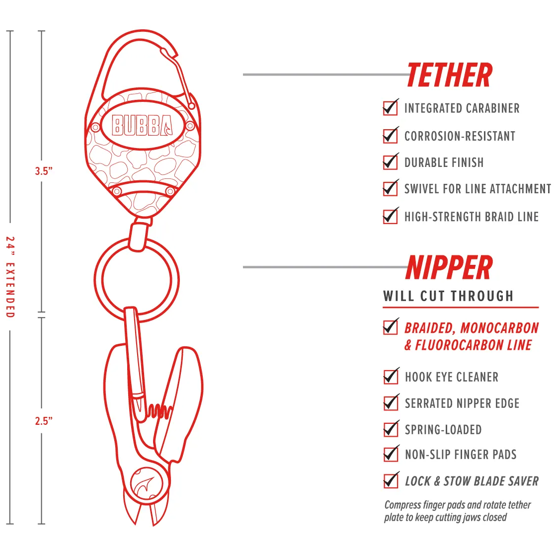LINE CLIPPER W/TETHER COMBO