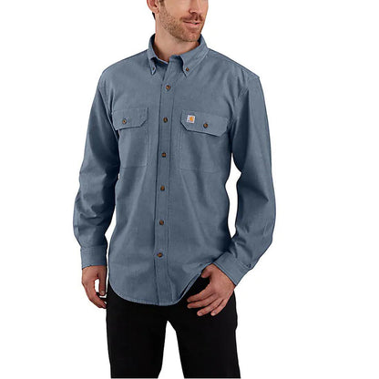 Loose Fit Midweight Chambray LongSleeve Shirt