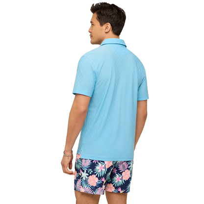 THE AFTERNOON BLUE TEXTURED PERFORMANCE POLO