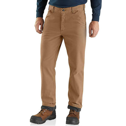 Mens RUGGED FLEX RELAXED FIT CANVAS FLANNELLINED UTILITY WORK PANT