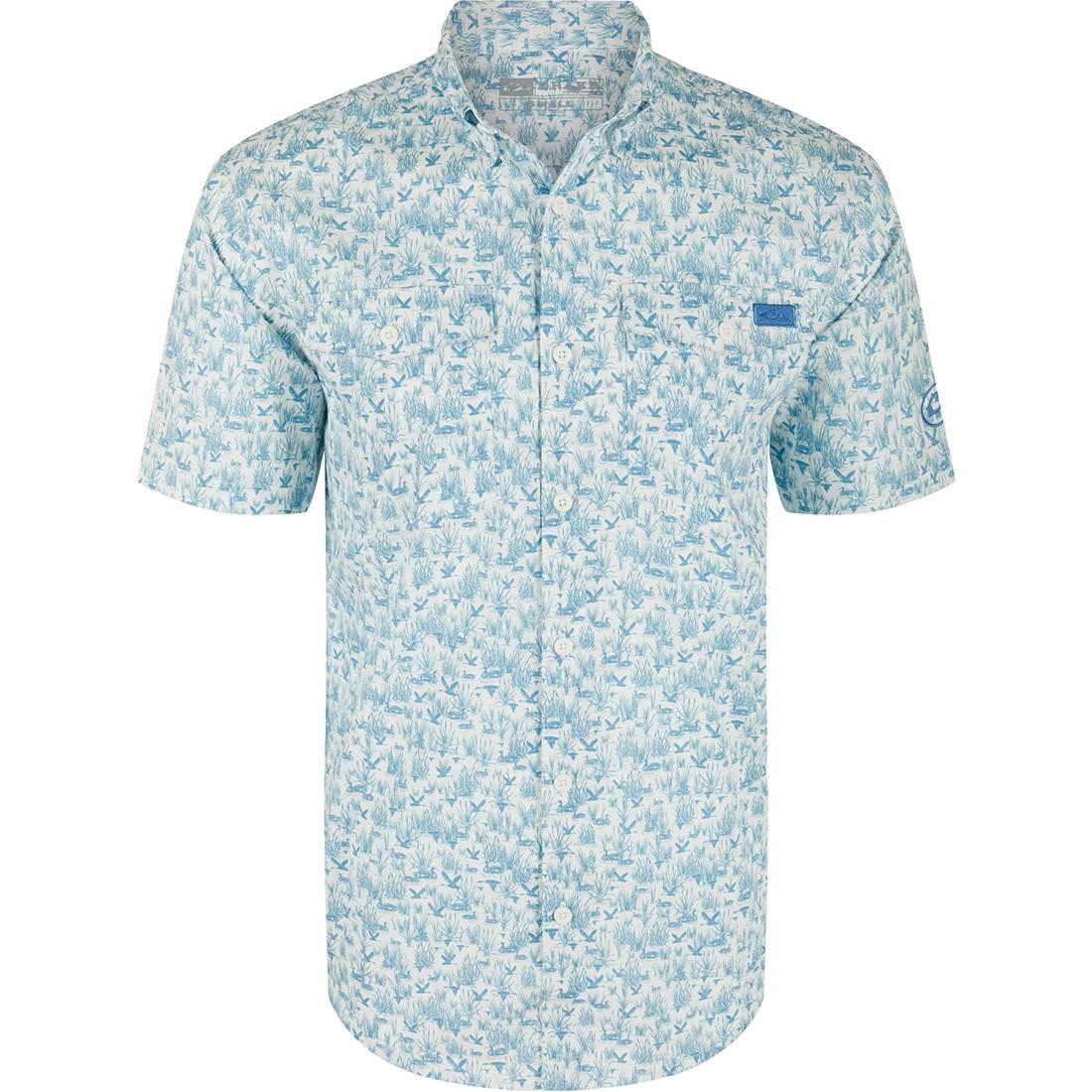 Cotton Marsh Print Short Sleeve Shirt