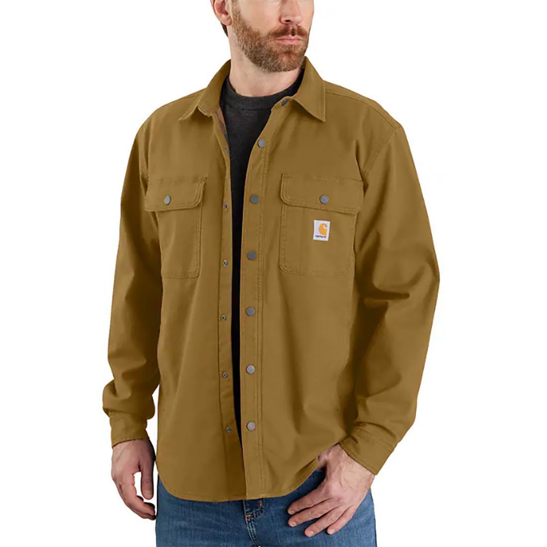 RUGGED FLEX RELAXED FIT CANVAS FLEECELINED SHIRT JAC
