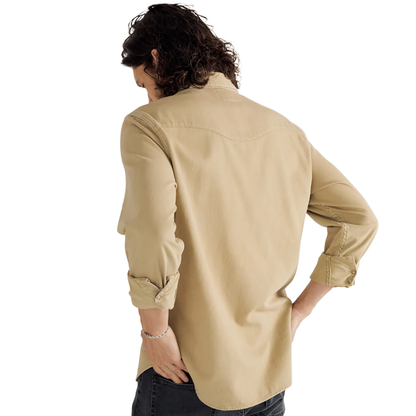 MENS DENIM PEARL SNAP L/S