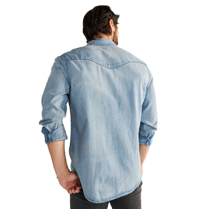 MENS DENIM PEARL SNAP L/S