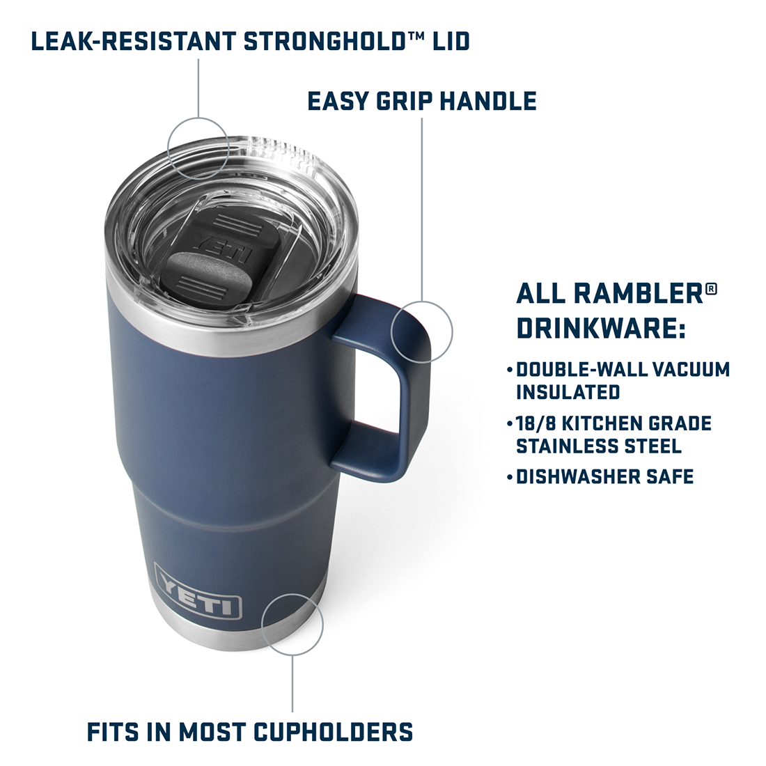 RAMBLER 20OZ TRAVEL MUG BLACK