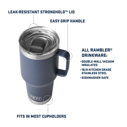 RAMBLER 30OZ TRAVEL MUG NAVY