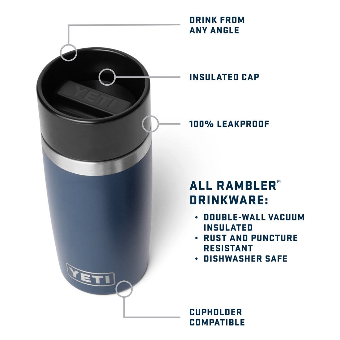 RAMBLER 12OZ TRAVEL BOTTLE NAVY