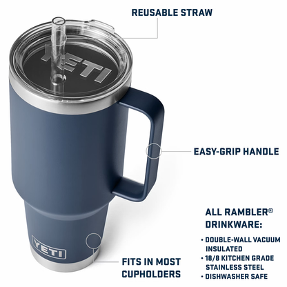 RAMBLER 42OZ STRAW MUG TROPICAL PINK