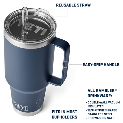 RAMBLER 42OZ STRAW MUG CAPE TAUPE