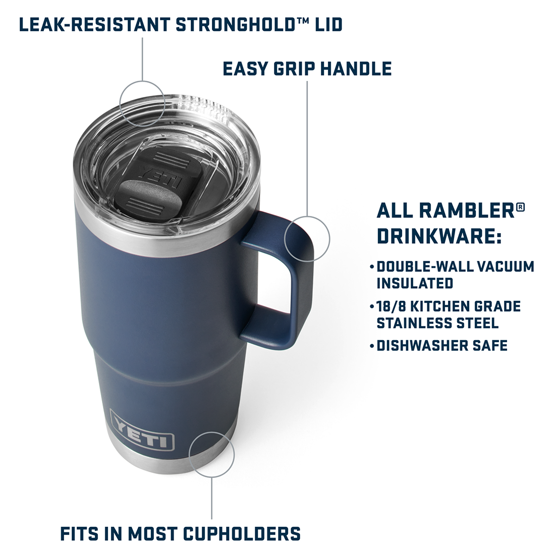 RAMBLER 20OZ TRAVEL MUG RESCUE RED