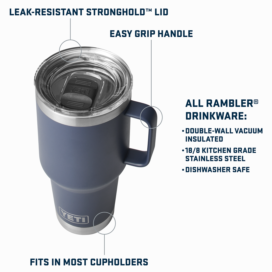 RAMBLER 30OZ TRAVEL MUG BIG SKY BLUE