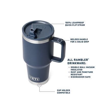 RAMBLER 30OZ TRAVEL STRAW MUG SEA STONE