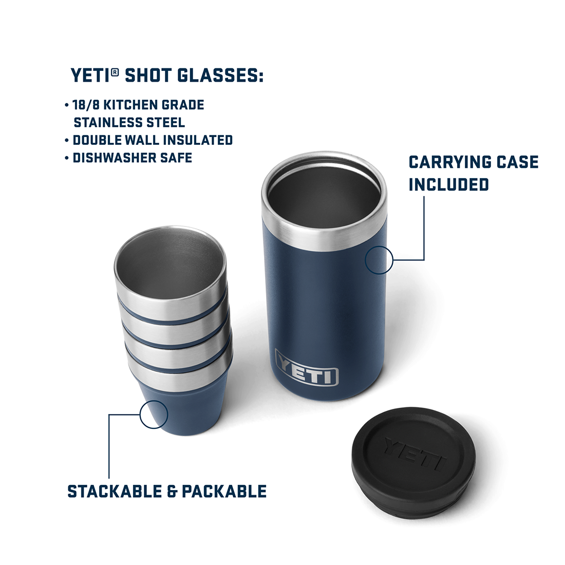 YETI SHOT GLASSES AND CASE OLIVE/KING CRAB ORANGE