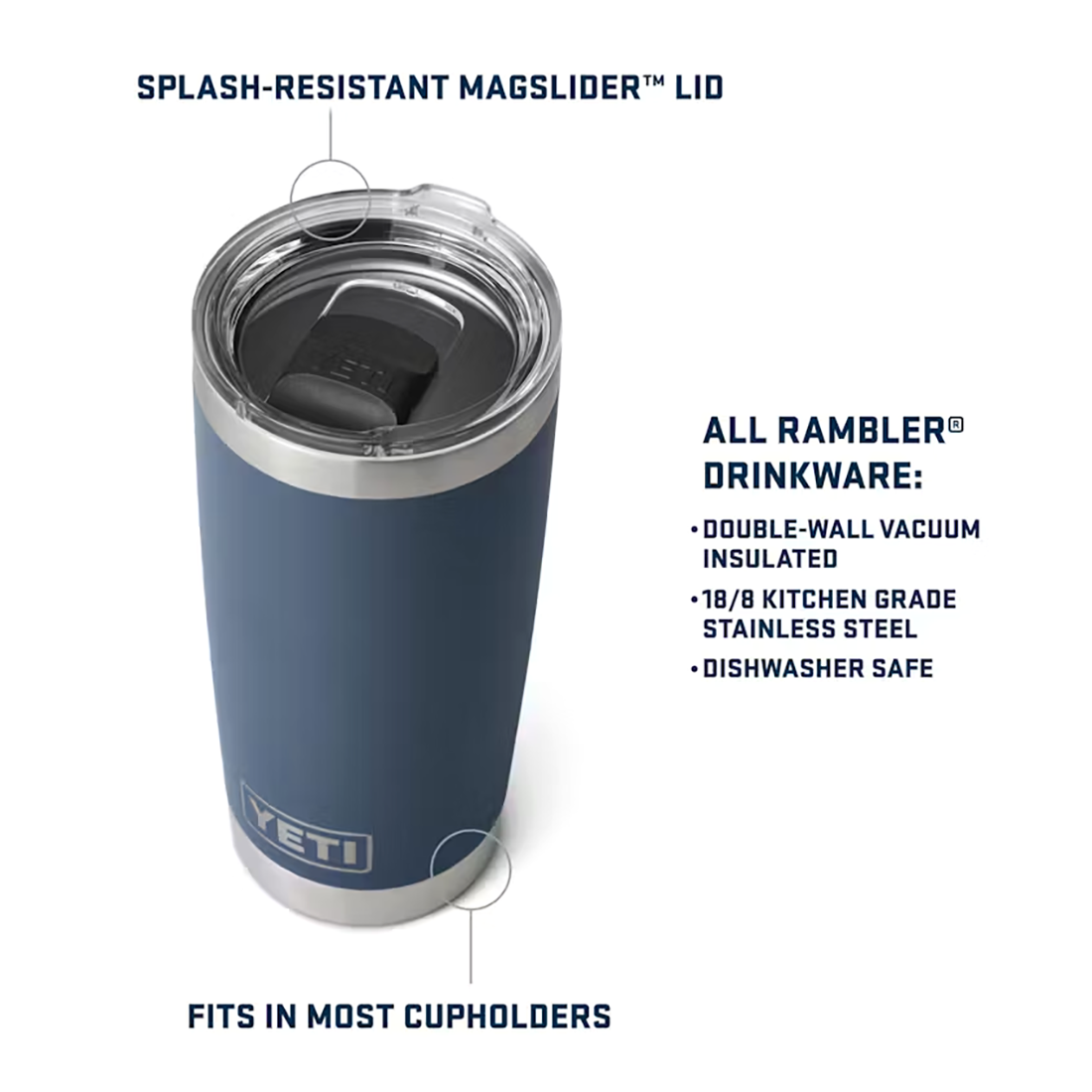 RAMBLER 20OZ TUMBLER MS RED/BADGE