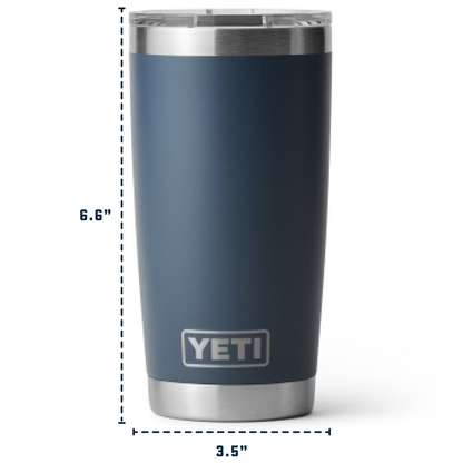 RAMBLER 20OZ TUMBLER MS WHITE/BADGE