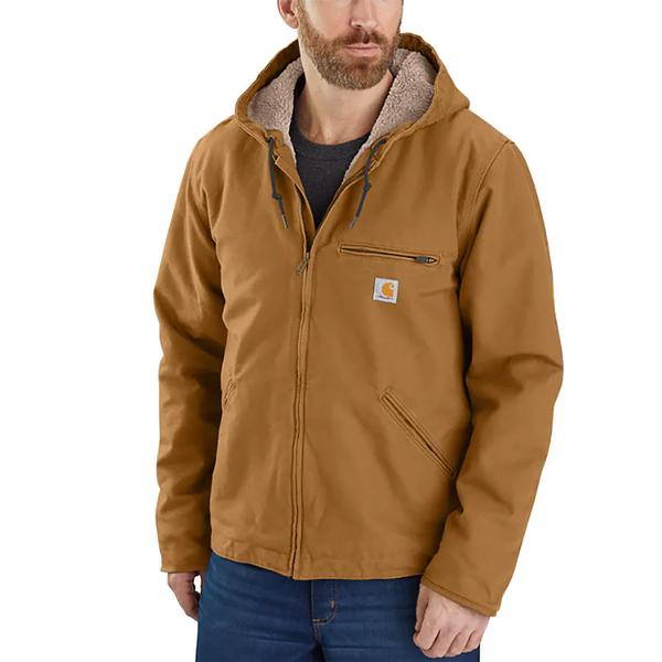 MEN'S WASHED DUCK SHERPA LINED JACKET BRN/CARHARTTBROWN