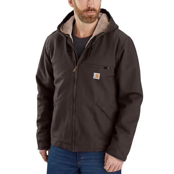 MEN'S WASHED DUCK SHERPA LINED JACKET DKB/DARKBROWN