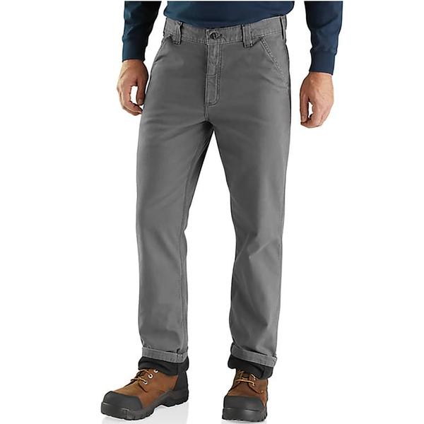 Men's RUGGED FLEX RELAXED FIT CANVAS FLANNEL-LINED UTILITY WORK PANT 039/GRAVEL