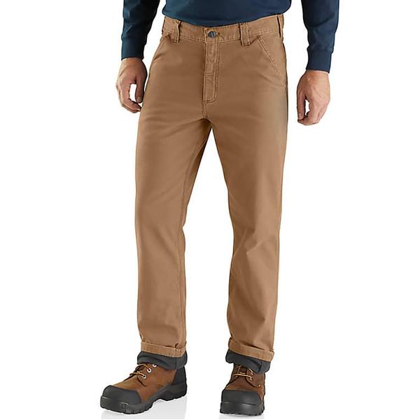 Men's RUGGED FLEX RELAXED FIT CANVAS FLANNEL-LINED UTILITY WORK PANT 253/DARKKHAKI