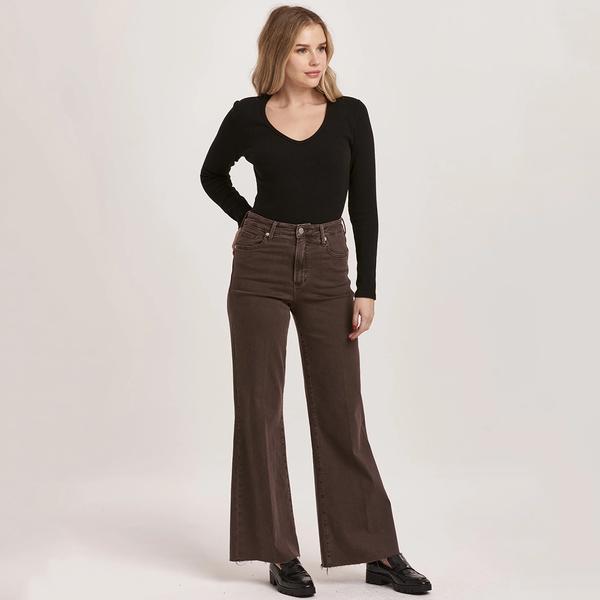 FIONA HIGH RISE WIDE LEG JEANS MOCHABROWN