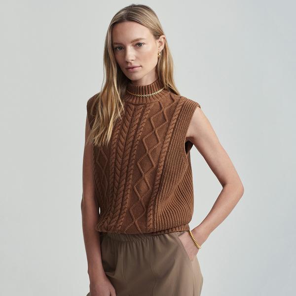 JOILETTE ROLL NECK VEST CARAMELPECAN